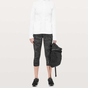 Lululemon Fast & Free Crop II *Nulux 19" Incognito Camo Multi Grey Sz 4